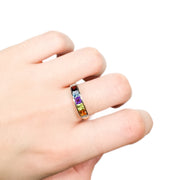 9ct Yellow Gold Multi-Coloured Cubic Zirconia Ring