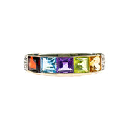 9ct Yellow Gold Multi-Coloured Cubic Zirconia Ring