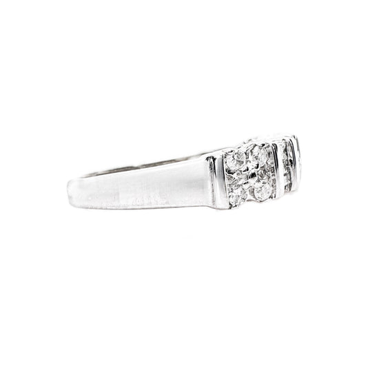 9ct White Gold Patterned Diamond Band