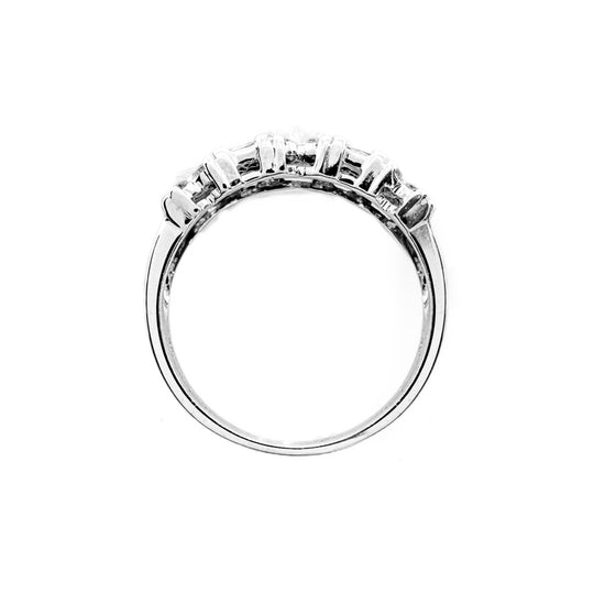 9ct White Gold Patterned Diamond Band