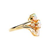 14ct Yellow Gold Solid Opal & Diamond Ring