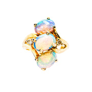 14ct Yellow Gold Solid Opal & Diamond Ring