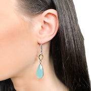 Aqua Chalcedony & Green Amethyst Drop Earrings