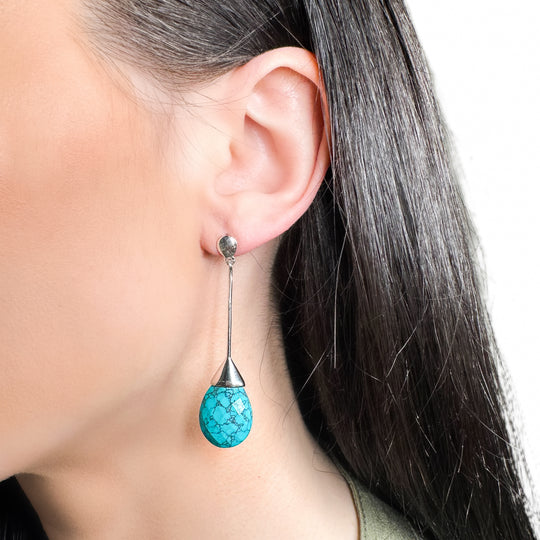 Turquoise Sterling Silver Drop Earrings