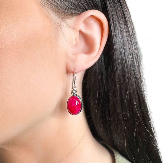 Ruby Sterling Silver Drop Earrings Sterling Silver Natural Ruby Drop Earrings