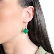 Green Onyx Sterling Silver Drop Earrings 