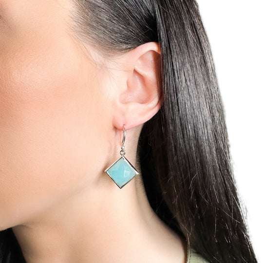 Aqua Chalcedony Sterling Silver Earrings