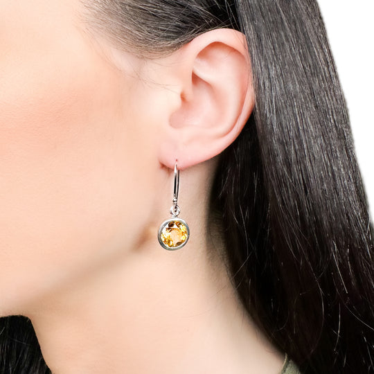 Citrine Sterling Silver Drop Earrings