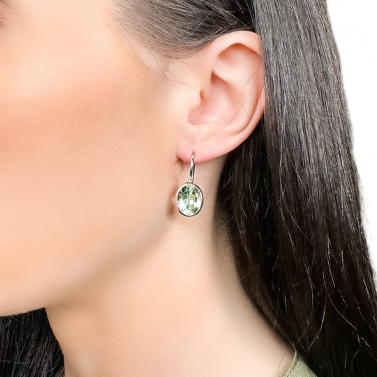 Green Amethyst Sterling Silver Drop Earrings