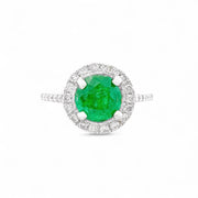 14ct White Gold Emerald & Diamond Halo Ring