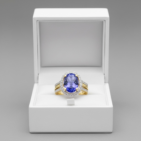 9ct Tanzanite & Diamond Dress Ring
