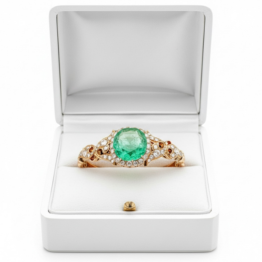 18ct Antique Emerald & Diamond Bangle, 5.90cts