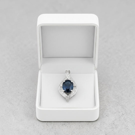 18ct, 4.26ct Sapphire & Diamond Pendant