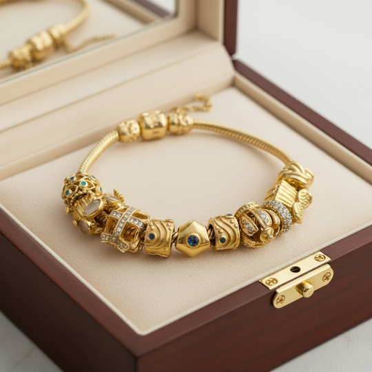 14ct Yellow Gold Pandora Charm Bracelet