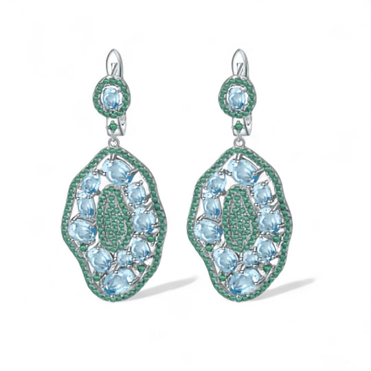 Sterling Silver Topaz Geometric Drop Earrings