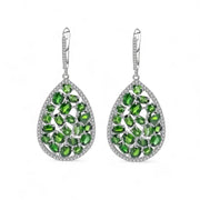 Natural Green Diopside Sterling Silver Drop Earrings