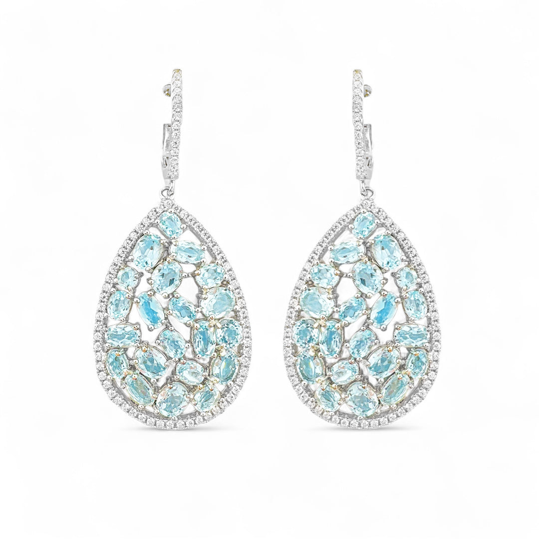 925 Sterling Silver hot Blue Drop Earrings