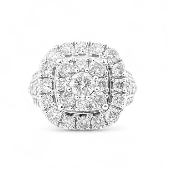 9ct White Gold Diamond Engagement Cluster Ring
