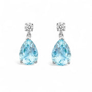 18ct White Gold Aquamarine & Diamond Drop Earrings