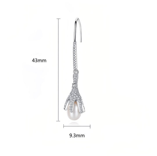 Sterling Silver Natural Pearl Drop Earrings 