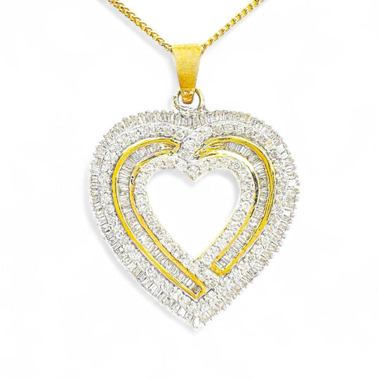 14ct Yellow Gold Diamond Heart Pendant