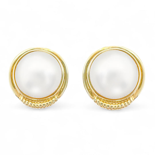14ct Yellow Gold Mabe Pearl Earrings