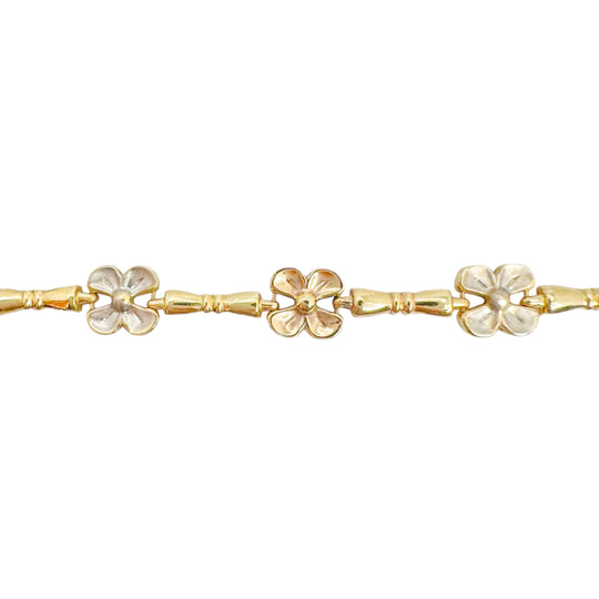 14ct Two-Tone Flower Bracelet