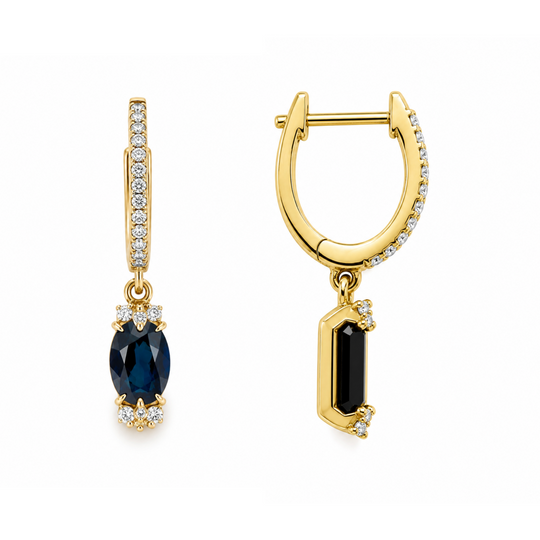 9ct Sapphire & Diamond Drop Earrings