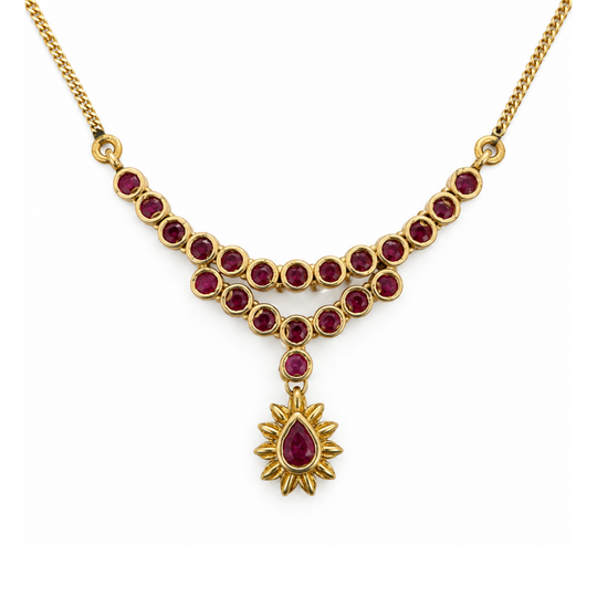 14ct Yellow Gold Ruby & Diamond Necklace