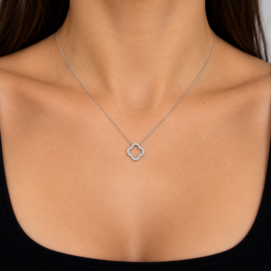 14ct Clover Diamond Pendant & Chain
