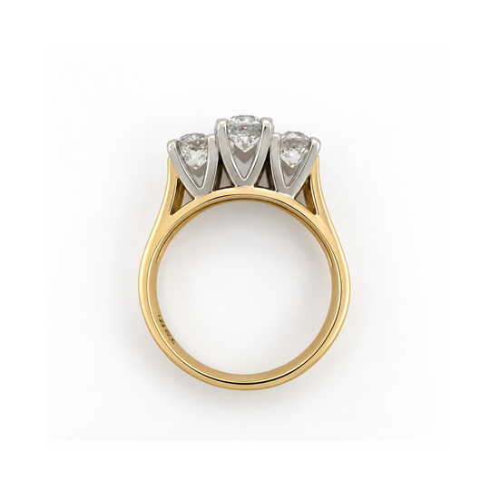 18ct Yellow & White Gold Diamond Trilogy Ring