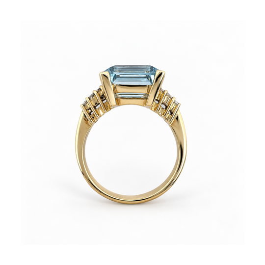 14ct Yellow Gold Topaz & Diamond Ring -