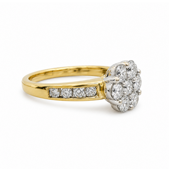 18ct Yellow Gold Diamond Cluster Ring