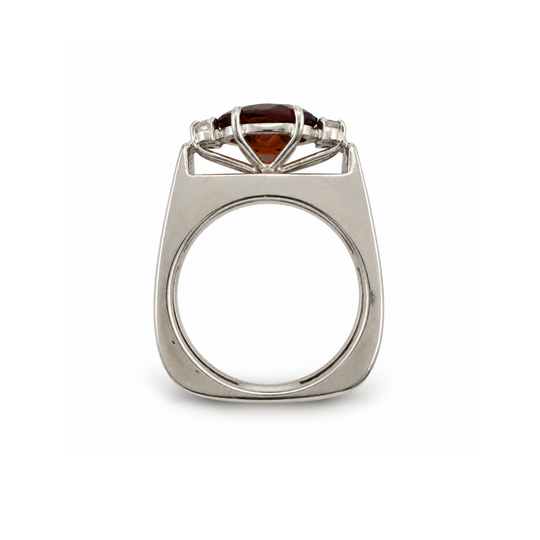 14ct White Gold Citrine & Diamond Ring 