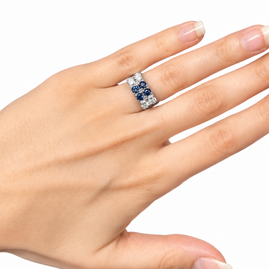 18ct White Gold Sapphire & Diamond Ring
