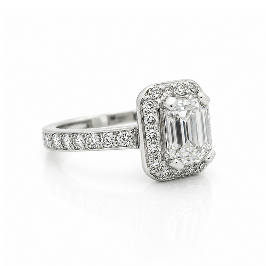 18ct White Gold Diamonds, Emerald Cut, Engagement Ring, 1.46cts