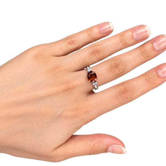 14ct White Gold Citrine & Diamond Ring 