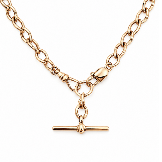 9ct Yellow Gold T Bar Necklace