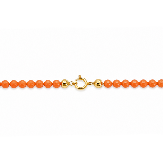 18ct Yellow Gold Coral Antique Cross Necklace 