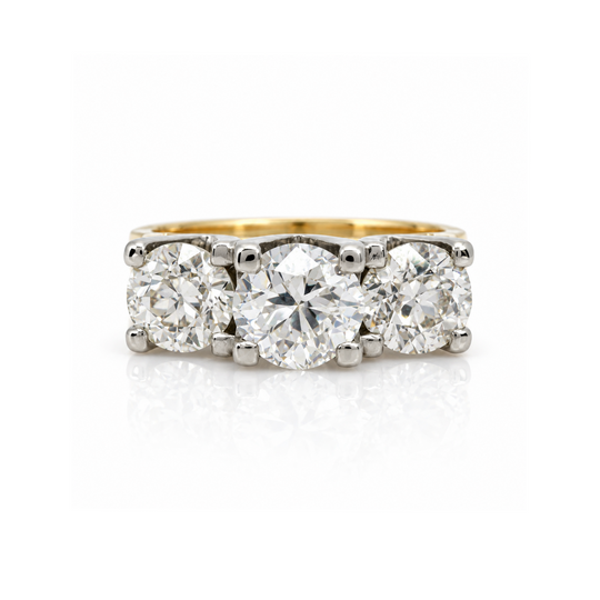 18ct Yellow & White Gold Diamond Trilogy Ring