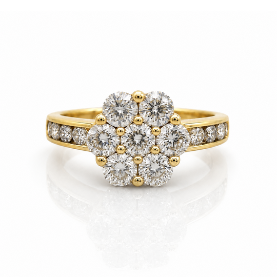 18ct Yellow Gold Diamond Cluster Ring