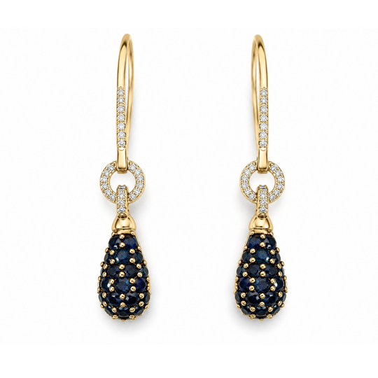 9ct Sapphire & Diamond Drop Earrings 