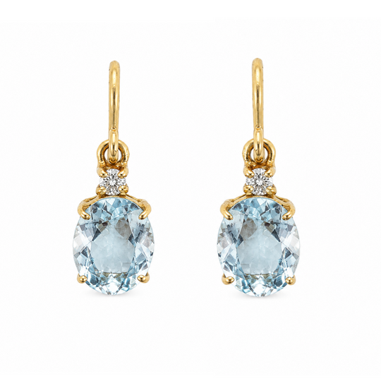 18ct Aquamarine & Diamond Earrings 