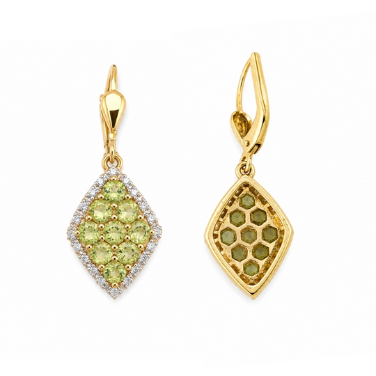 9ct Peridot & Diamond Drop Earrings