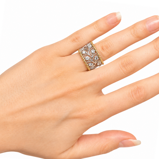 Sterling Silver Cubic Zirconia Leaf Ring