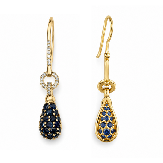 9ct Sapphire & Diamond Drop Earrings 
