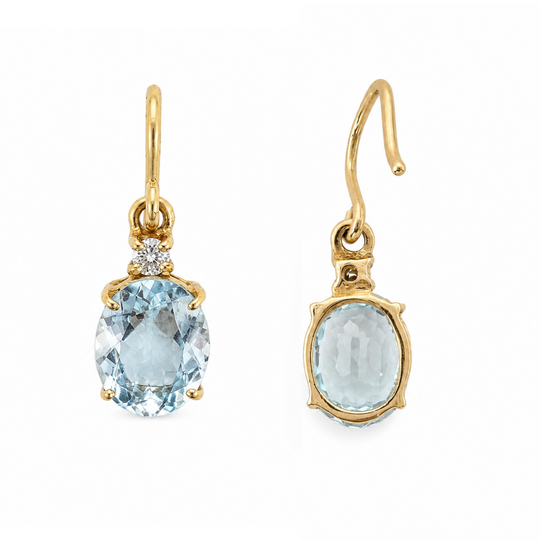 18ct Aquamarine & Diamond Earrings 