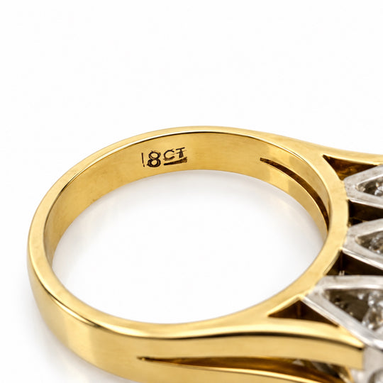 18ct Yellow & White Gold Diamond Trilogy Ring 