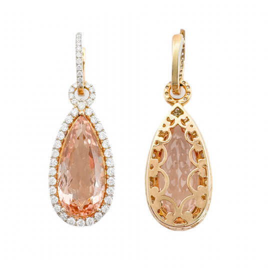 14ct Rose Gold Morganite & Diamond Earrings