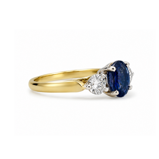 18ct Yellow & White Gold Sapphire & Diamond Ring
